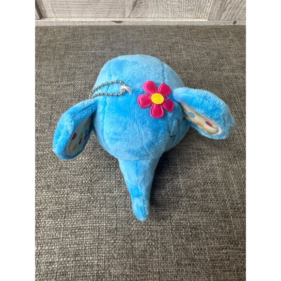 Blue Plush Elephant Keychain Flower Design & Polka Dot Ears for Backpack or Keys - Picture 6 of 8